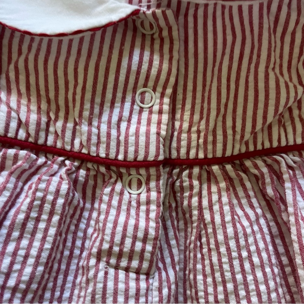 Girls Janie and Jack Red & White Striped Romper - Picture 2 of 4